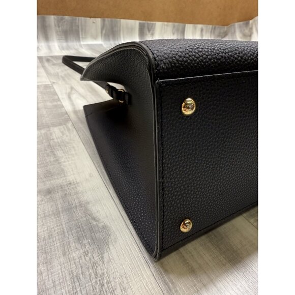 ✅Ralph Lauren Black Pebbled Leather Brigitte Tote Handbag Plus Key Chain R.L.L - Picture 4 of 14